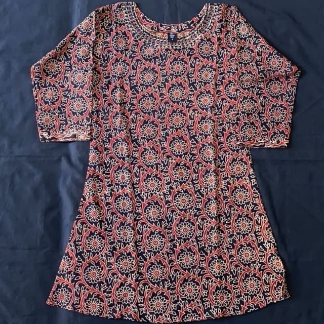 Navy blue, red, and cream Dress