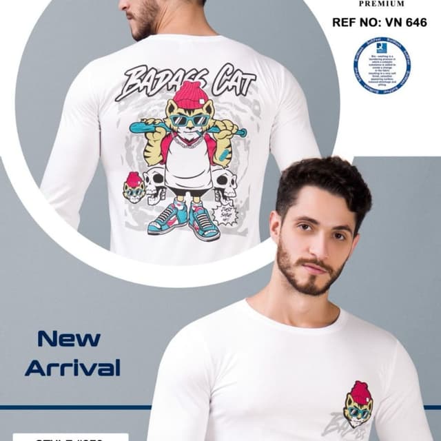 White, with vibrant colors in the graphic print (red, blue, yellow, black) Long-Sleeved T-shirt