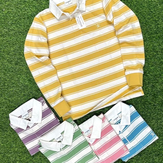Yellow and White, with variations including Purple, Green, Pink, and Blue with White Polo Shirt