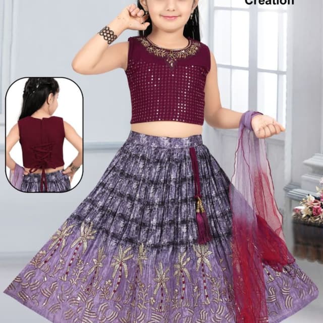 Purple, Maroon, Gold Lehenga Choli