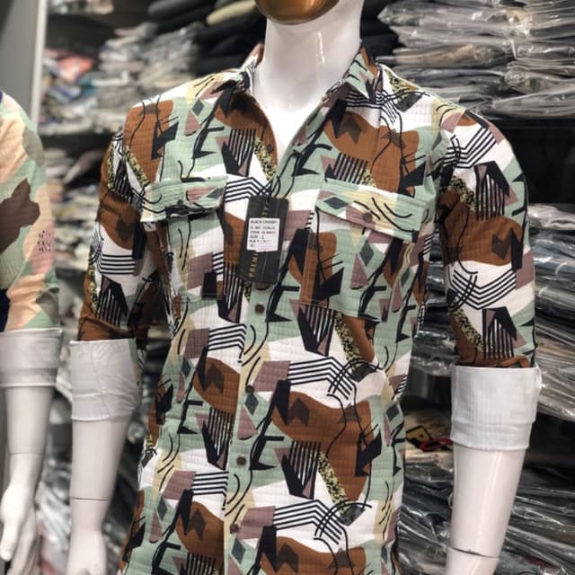 Brown, Green, White, and Black Shirt