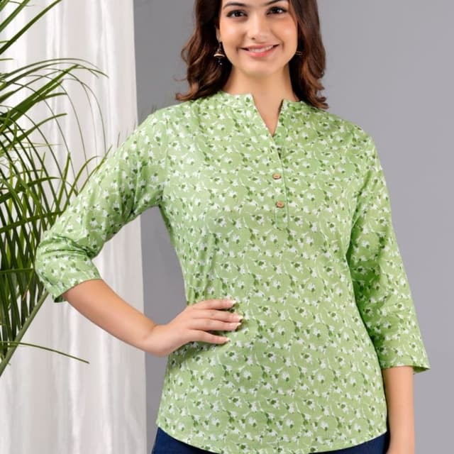 Light Green and White Top