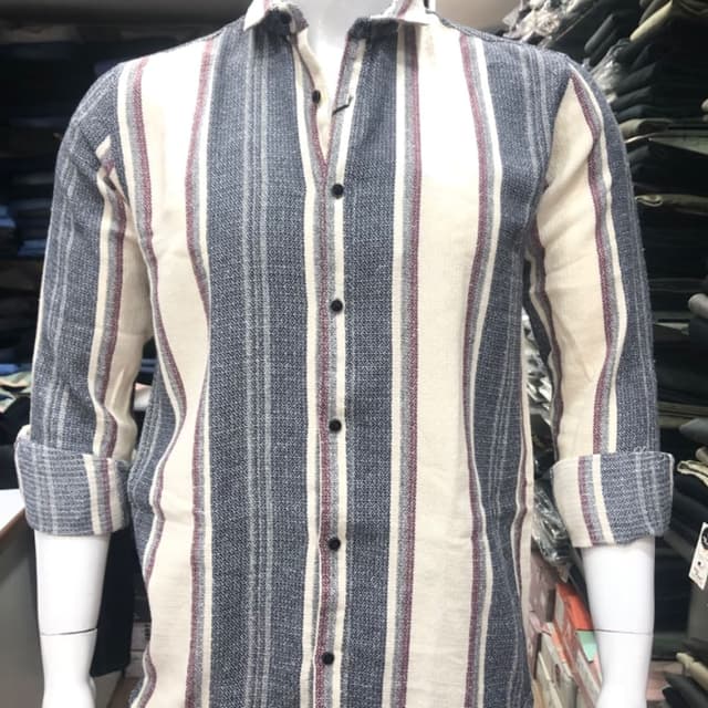 Blue, Cream, and Burgundy Shirt