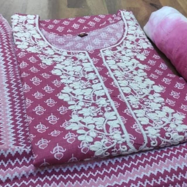 Magenta and White Kurta Suit
