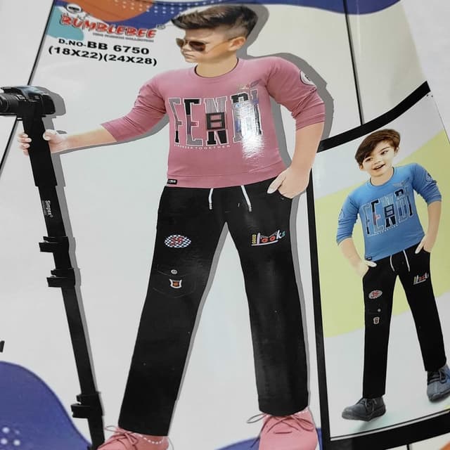 Pink and Black, with accents of white, blue, and red T-shirt and Pants set