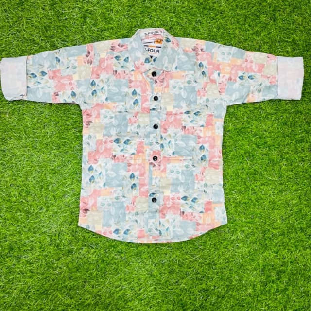 Pastel Pink, Light Blue, Peach, and White Shirt