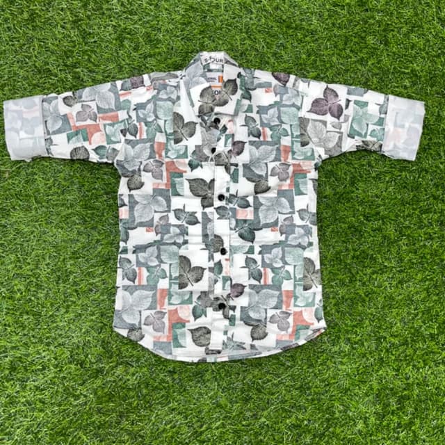 White, green, grey, and orange Shirt