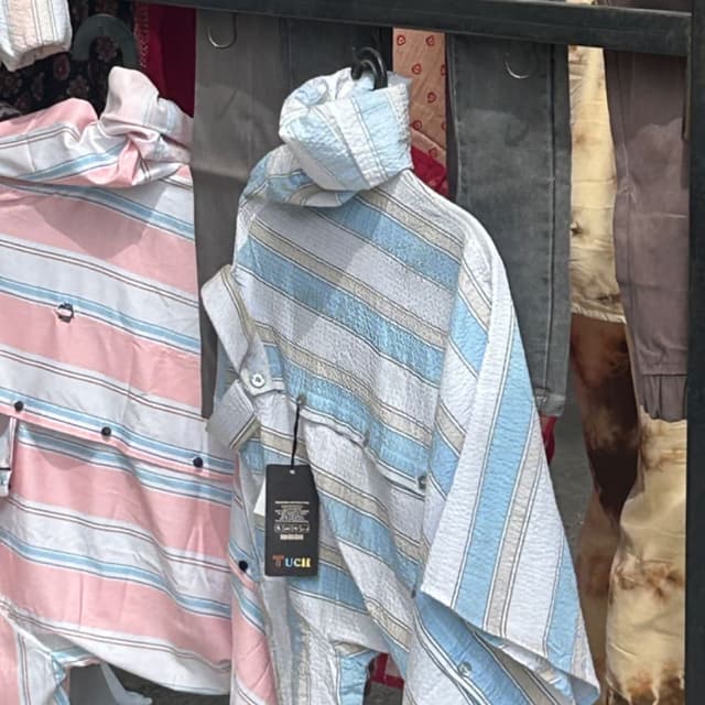 Blue, white, and grey Shirt