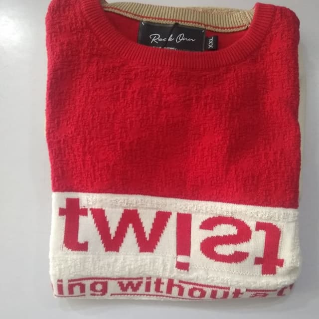 Red, White, Beige Sweatshirt