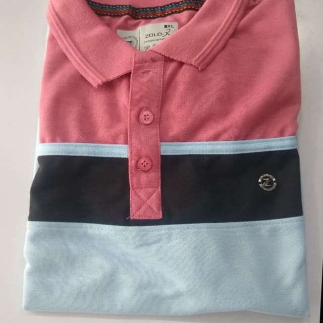 Pink, Black, Light Blue Polo Shirt