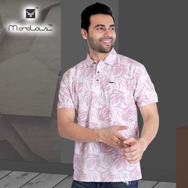 White and Pale Pink Polo Shirt