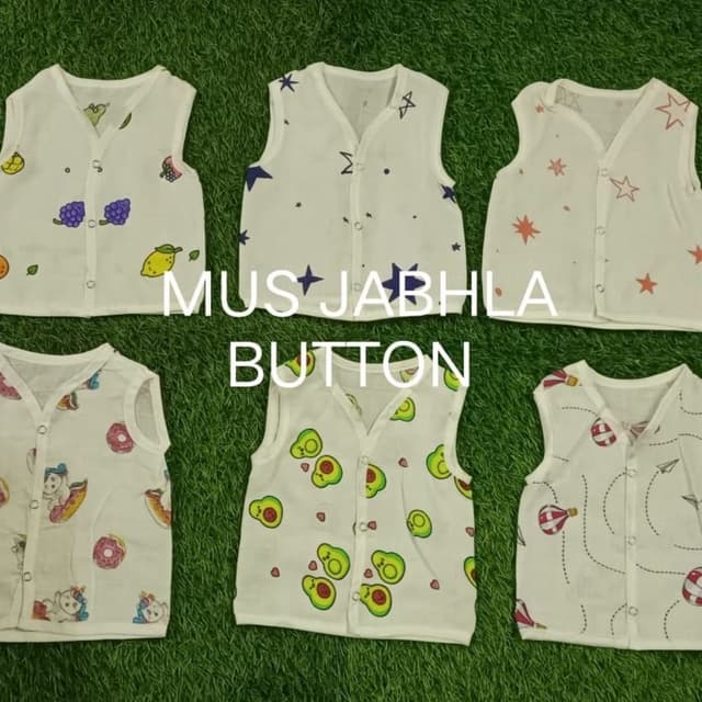 White with various colorful prints Baby Vest