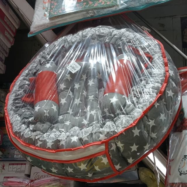 Gray, Red, White Baby nest/bassinet