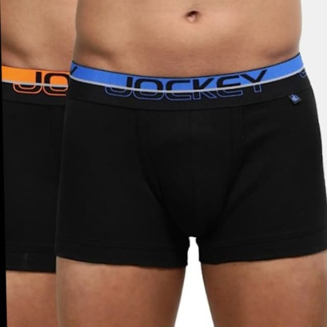 Black with contrast waistband colors: orange and blue Boxer Briefs
