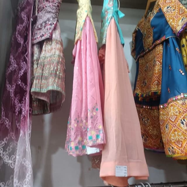 Pink, Peach, Teal, Gold, Purple, Yellow and Blue Lehenga Choli, Dupatta