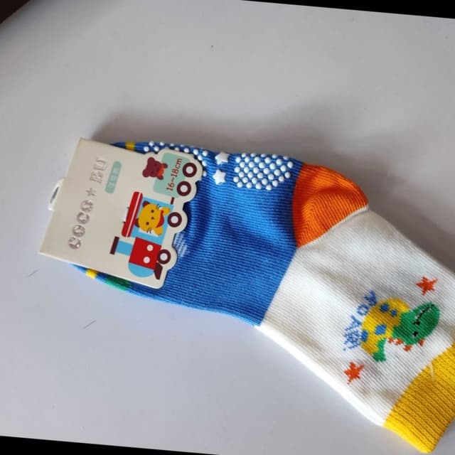 Blue, White, Orange, Yellow, Green Socks
