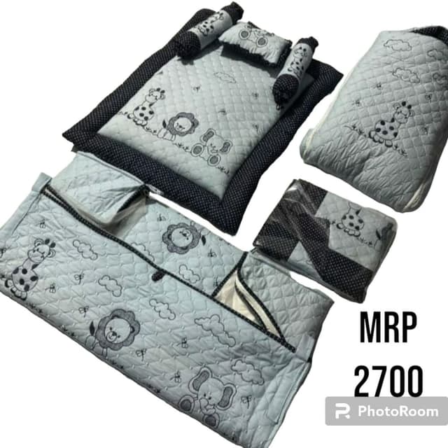 Light Blue, Black, White Baby Bedding Set