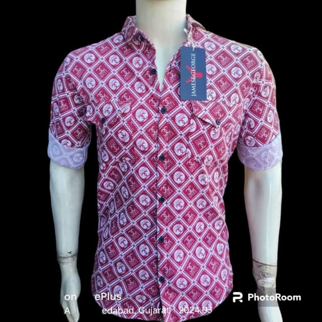 Burgundy and White Shirt