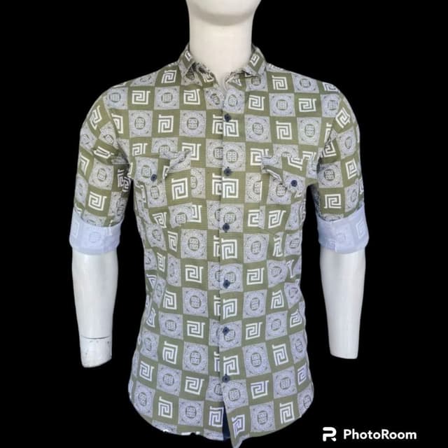 Olive Green and White Shirt