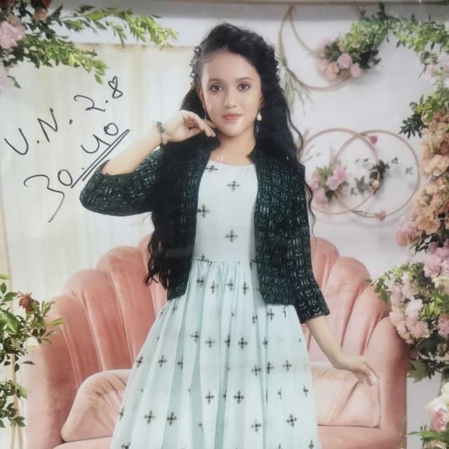 Light Blue and Dark Green Dress with Jacket