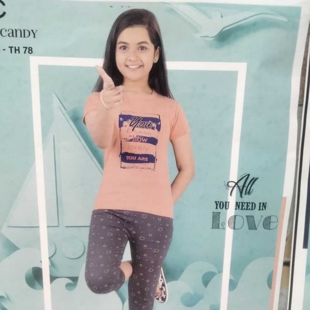 Peach, Gray, Navy T-shirt and Leggings Set