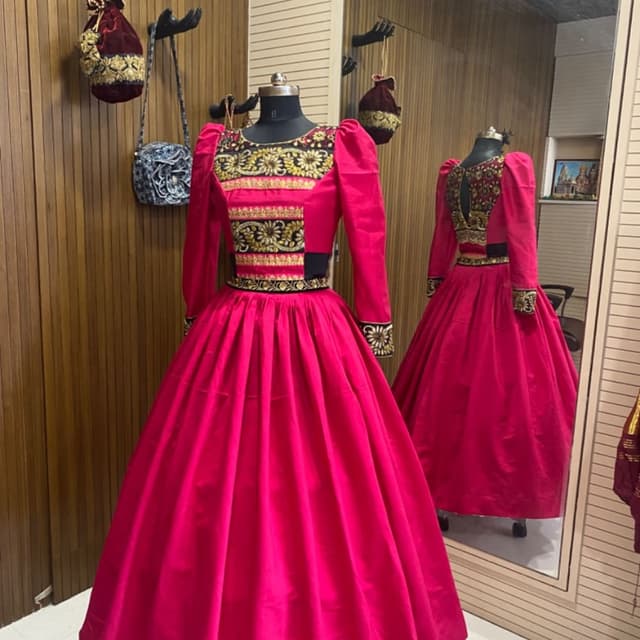 Magenta, Black, Gold Dress