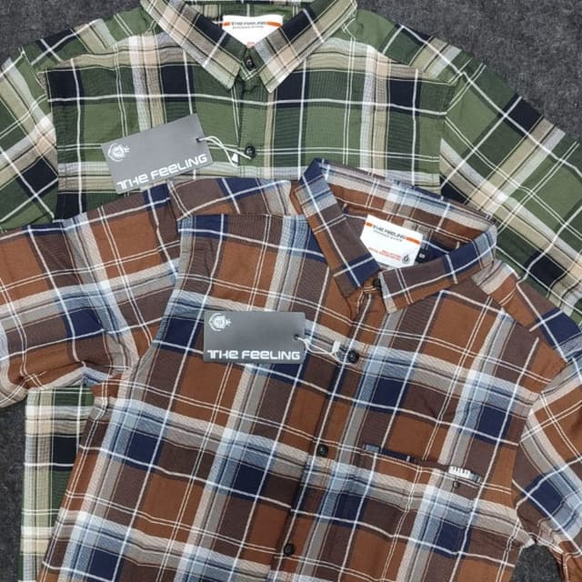 Green, Brown, Blue, White, Black Shirt