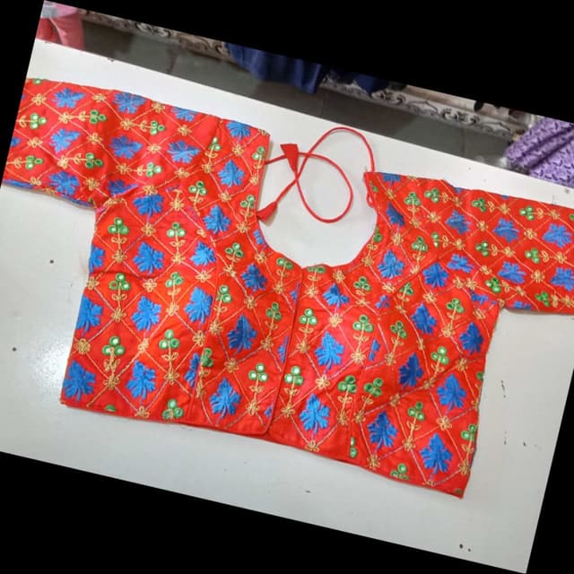 Red, Blue, Green, Gold Blouse