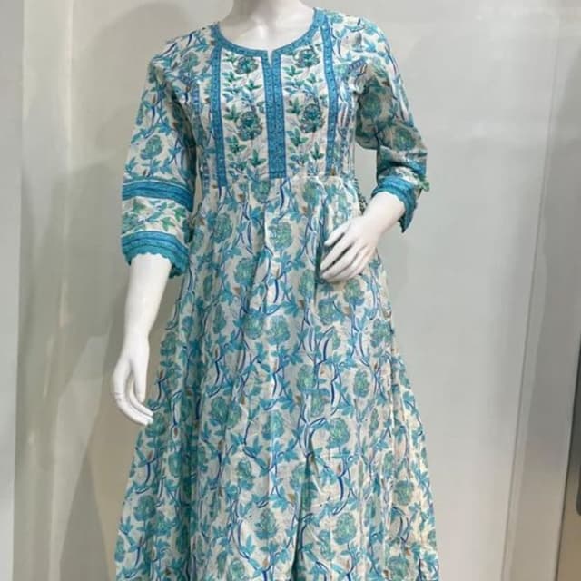 White, Teal, and light Blue Dress