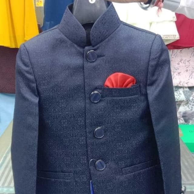 Navy blue with a contrasting red accent Jacket