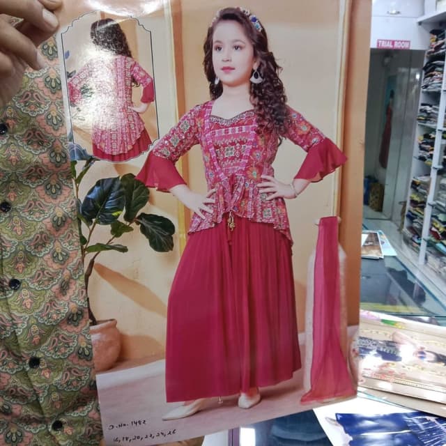Red, Pink, and touches of Green Dress