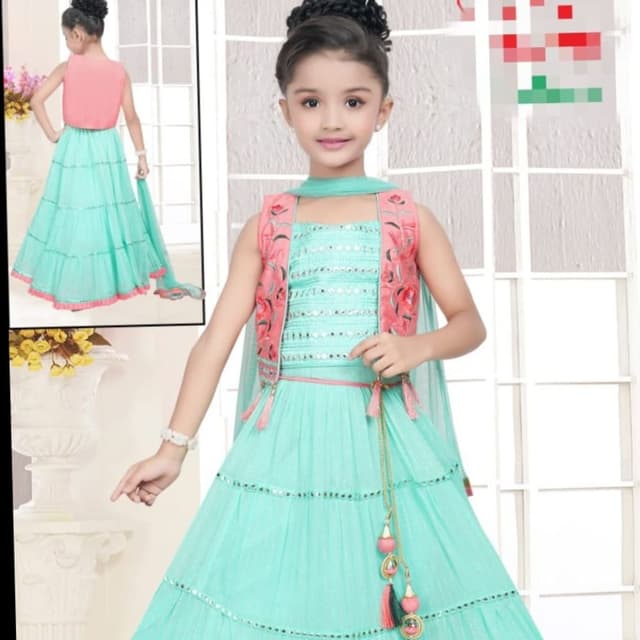 Aqua, Peach Lehenga Choli