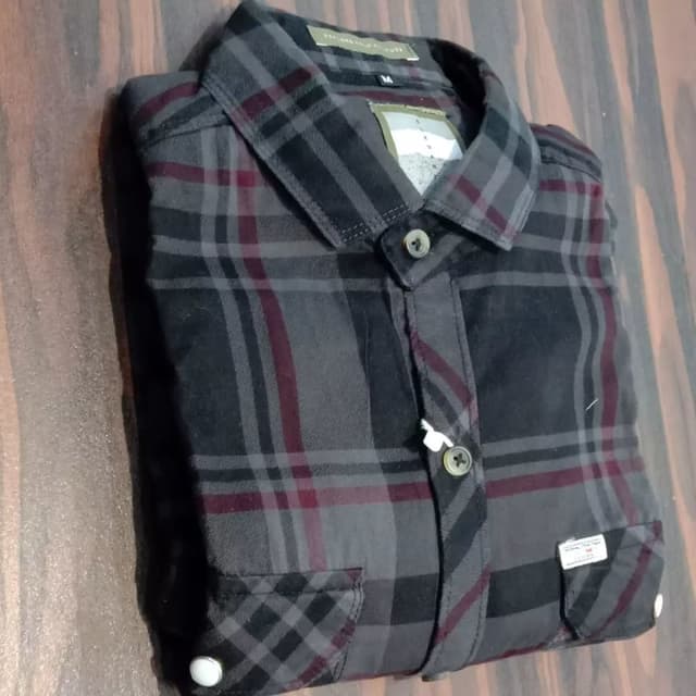 Gray, Black, and Burgundy Shirt