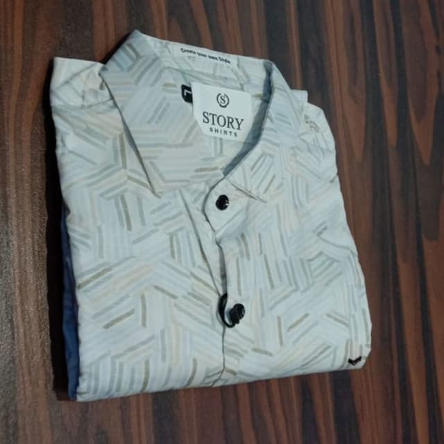 Off-white, gray, and brown Shirt