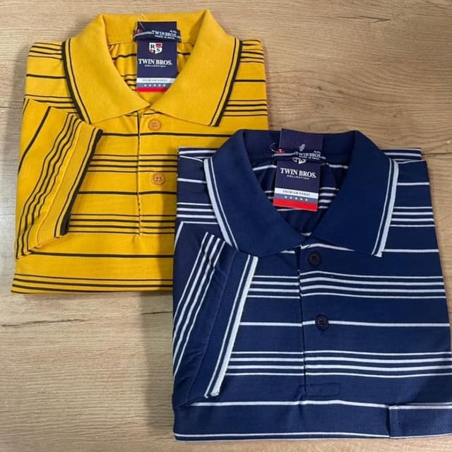 Yellow and Black, Navy Blue and White Polo Shirt