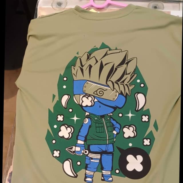 Olive green, Blue, Green, White, Black T-shirt