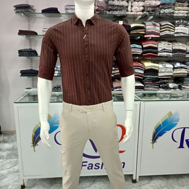 Brown and Beige Shirt and Trousers
