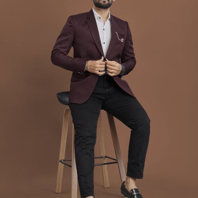 Burgundy and Black Blazer