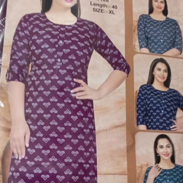 Deep Purple with white print Kurti