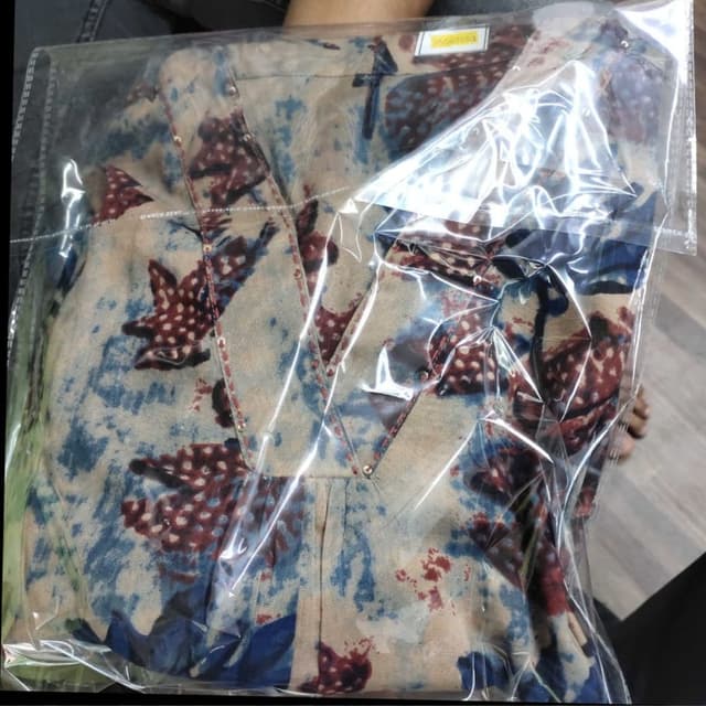 Beige, Blue, and Maroon Kurta