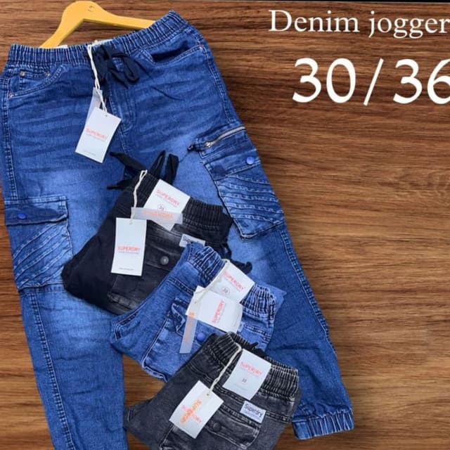 Blue, Black, Gray Denim Jogger