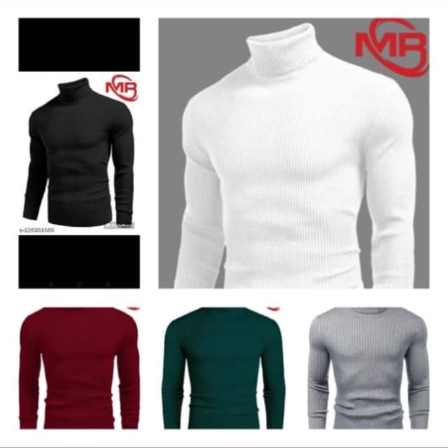 Black, White, Burgundy, Dark Green, Gray Turtleneck Sweater