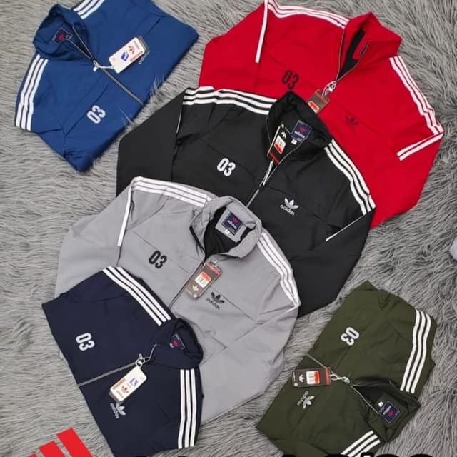 Various (Blue, Red, Black, Gray, Olive Green) with White accents Track Jacket