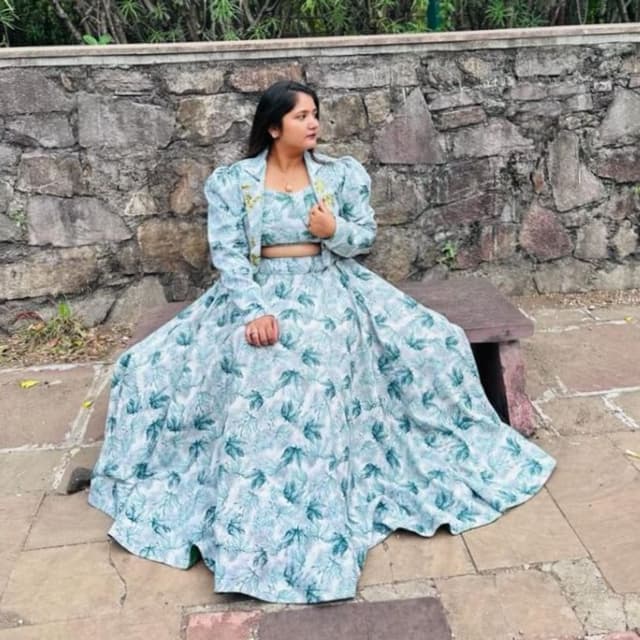 Light blue and Green Lehenga Set