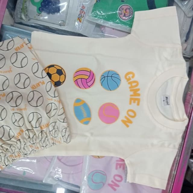 Cream, Multicolor T-shirt and Shorts Set