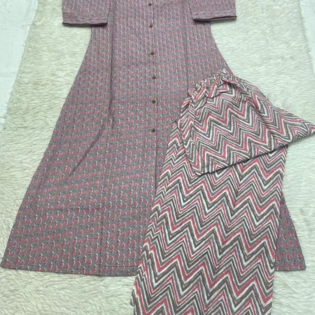 Gray, Pink, White, Brown Kurta and Palazzo Set
