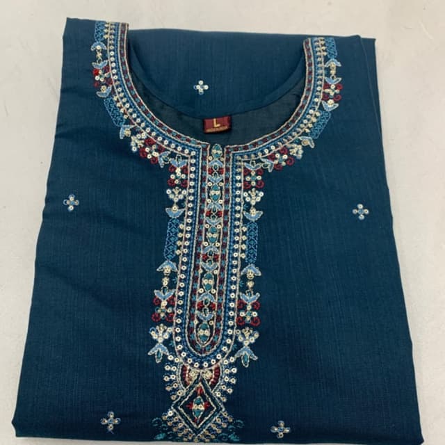 Teal with red, blue, and white accents Kurti/Tunic