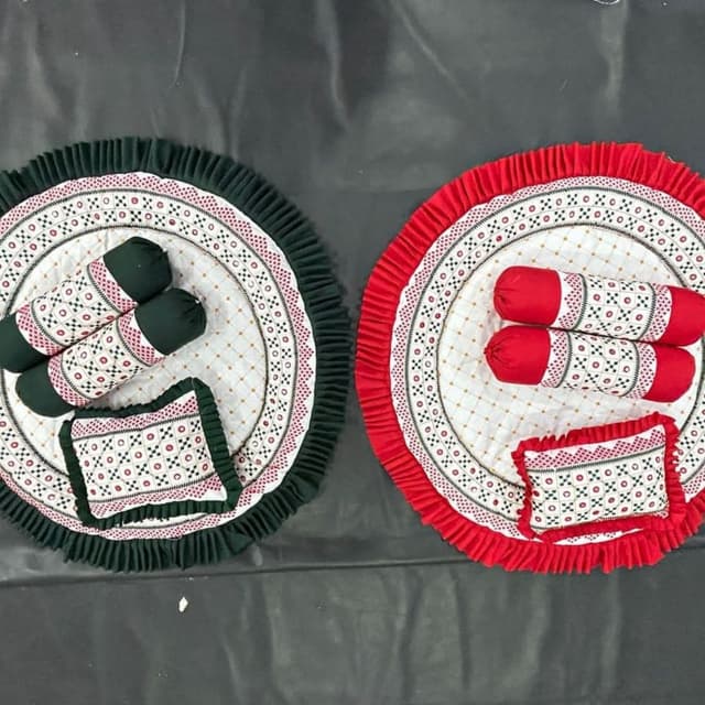 Red, Green, White, and Brown Cushion set