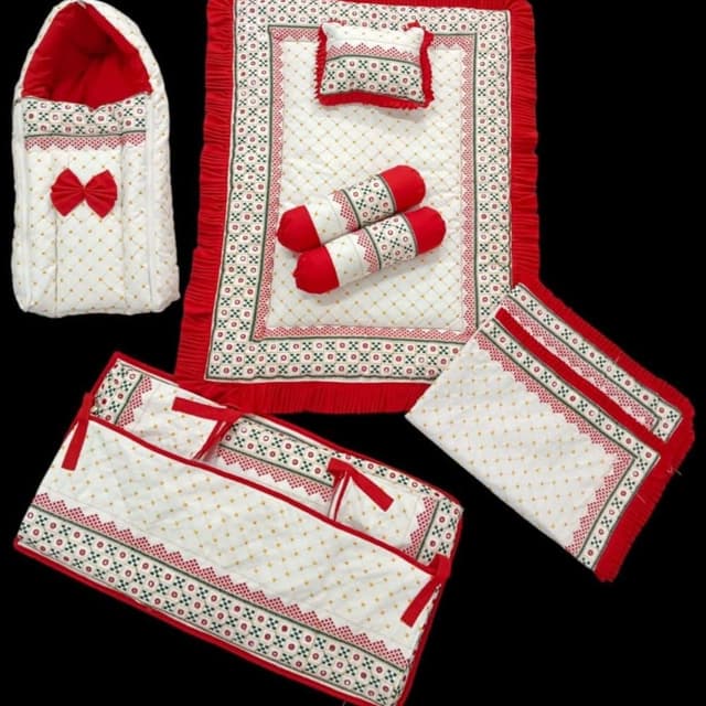 Red, white, yellow, and green Baby Bedding Set