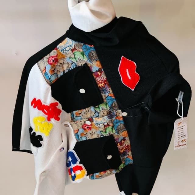 Black, White, Multicolor Jacket